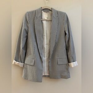 H&M Women's Pinstripe Seersucker Blazer, Size 0